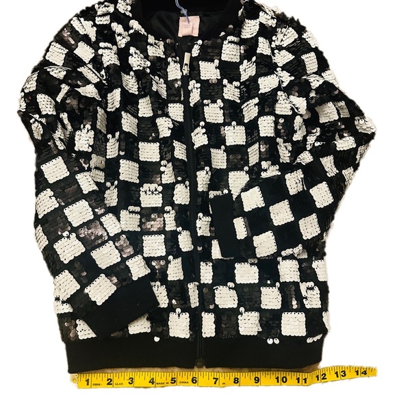 More than Magic Checkered Girl’s Bomber Sequin Jacket Target - Picture 6 of 7
